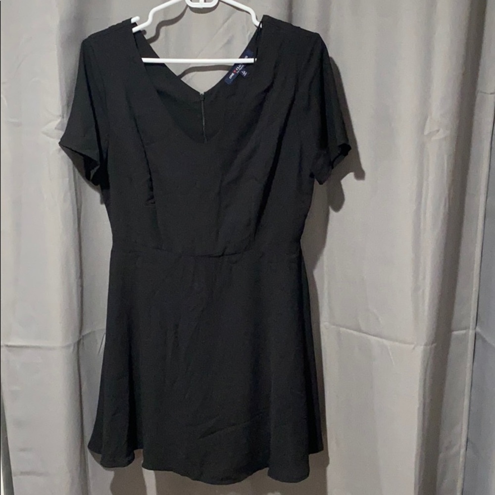 Black fit and flare mini dress